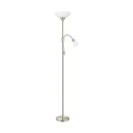 Eglo Vloerlamp Up 2 Staal Satijn Nikkel | IP20 - Geschikt voor 1x E27 